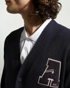 Cardigan en Coton & Laine Fardi varsity bleu marine-Galeries Lafayette Clearance