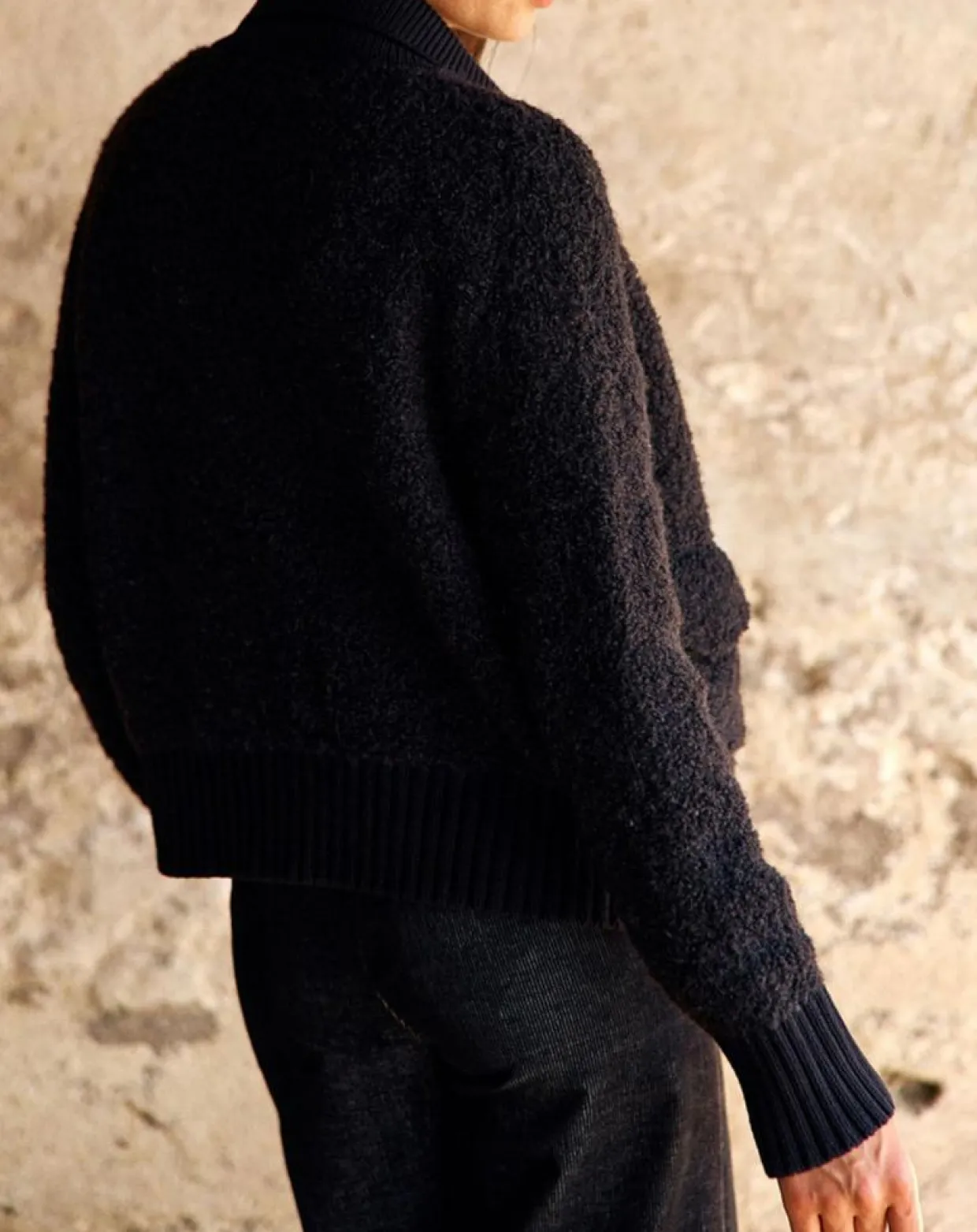 Cardigan en Laine & Alpaga mélangés Manon noir-Lauren Vidal New