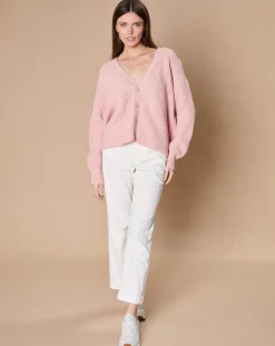 Cardigan en Laine & Cachemire mélangés Noémie vieux rose-Oscar et Louise Outlet