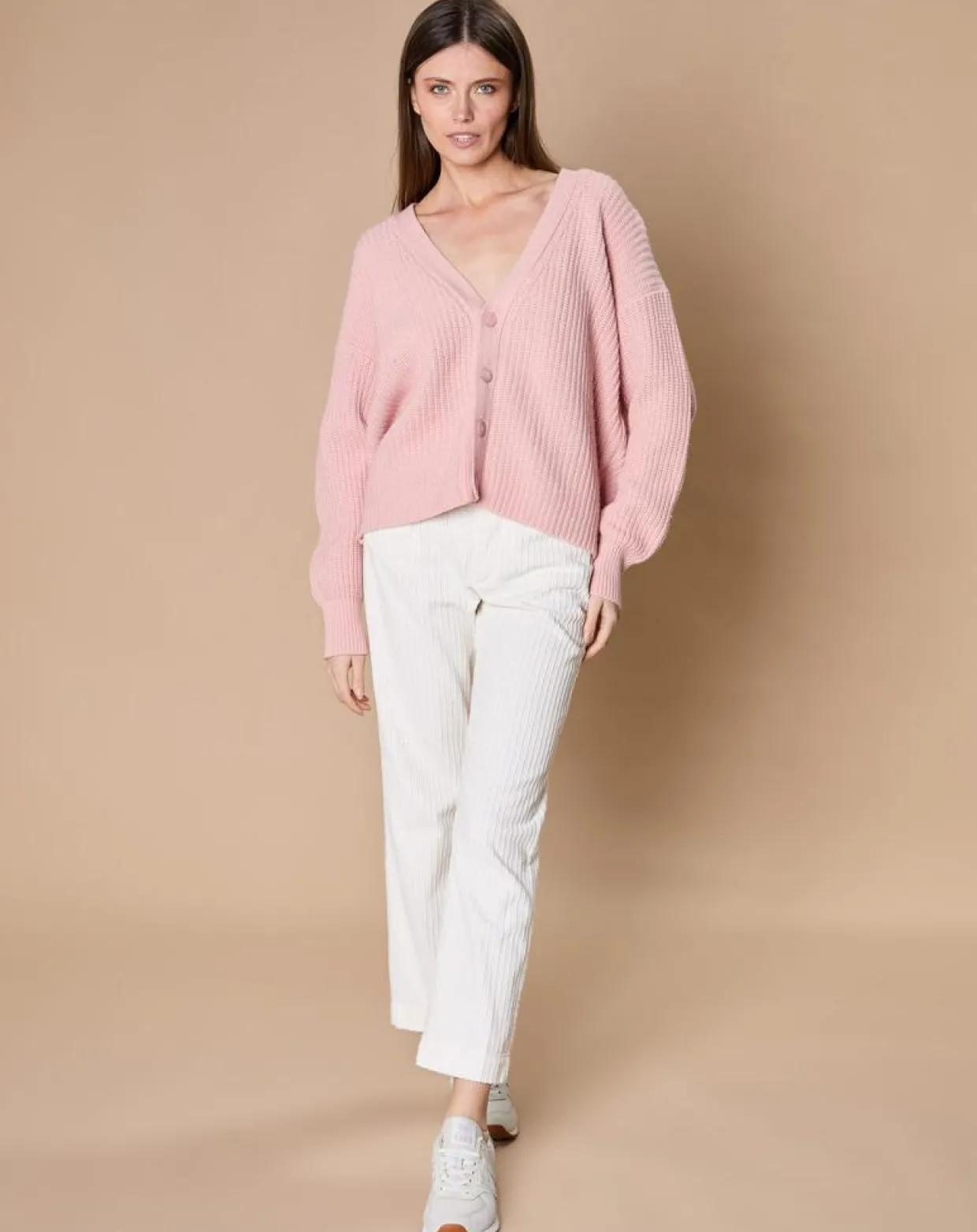 Cardigan en Laine & Cachemire mélangés Noémie vieux rose-Oscar et Louise Outlet