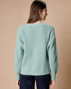 Cardigan en Laine & Cachemire mélangés Noémie sauge-Oscar et Louise Outlet