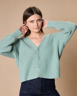 Cardigan en Laine & Cachemire mélangés Noémie sauge-Oscar et Louise Outlet