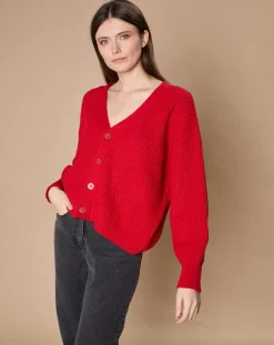 Femme Oscar et Louise Gilets Et Cardigans^Cardigan en Laine & Cachemire mélangés Noémie rouge