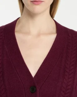 Femme Galeries Lafayette Gilets Et Cardigans^Cardigan en Laine & Cachemire Fabiola T col V bordeaux