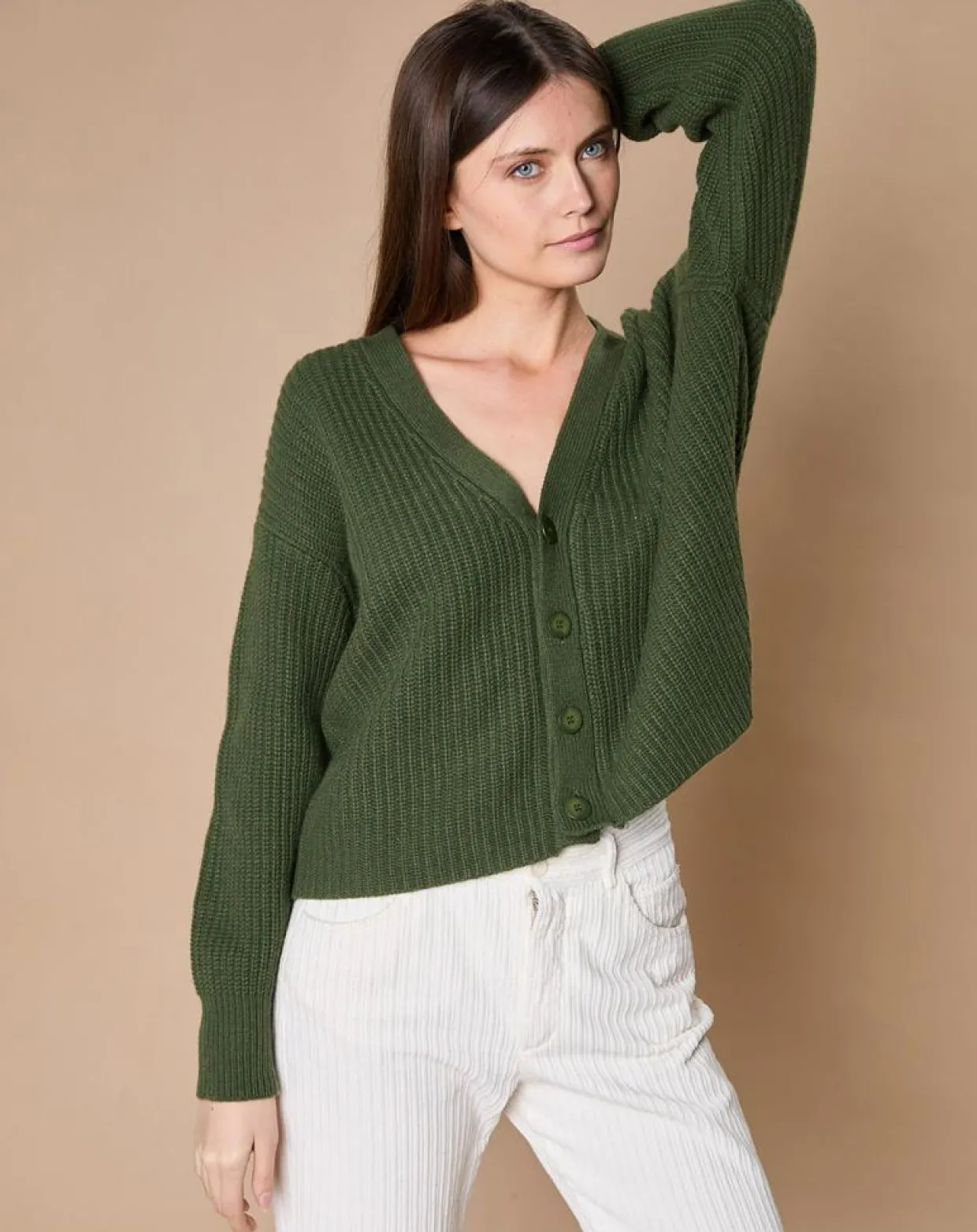 Femme Oscar et Louise Gilets Et Cardigans^Cardigan en Laine & Cachemire mélangés Noémie kaki