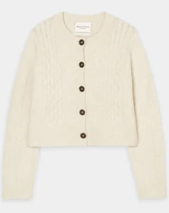 Cardigan en Laine mélangée à torsades écru-Marc O'Polo Discount