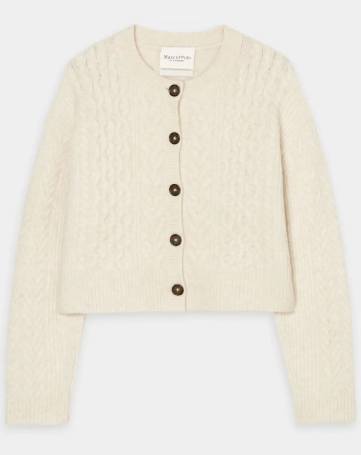 Cardigan en Laine mélangée à torsades écru-Marc O'Polo Discount