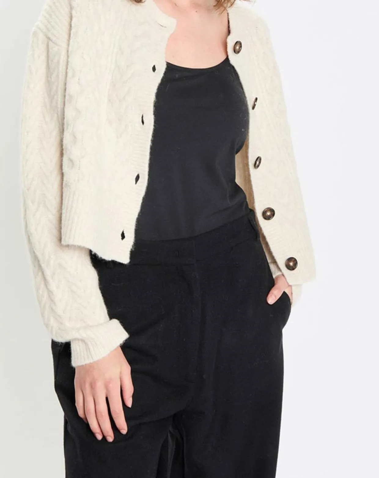 Cardigan en Laine mélangée à torsades écru-Marc O'Polo Discount