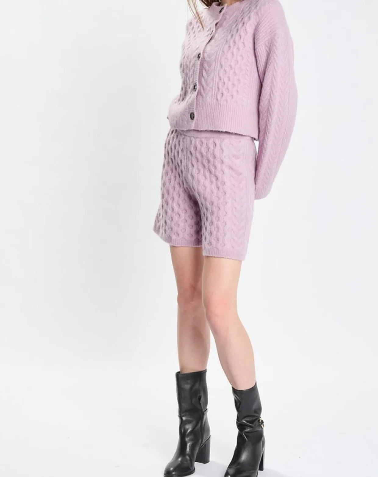 Cardigan en Laine mélangée à torsades rose-Marc O'Polo