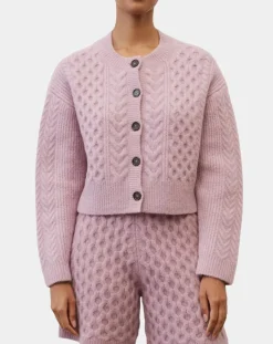 Cardigan en Laine mélangée à torsades rose-Marc O'Polo