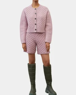 Cardigan en Laine mélangée à torsades rose-Marc O'Polo