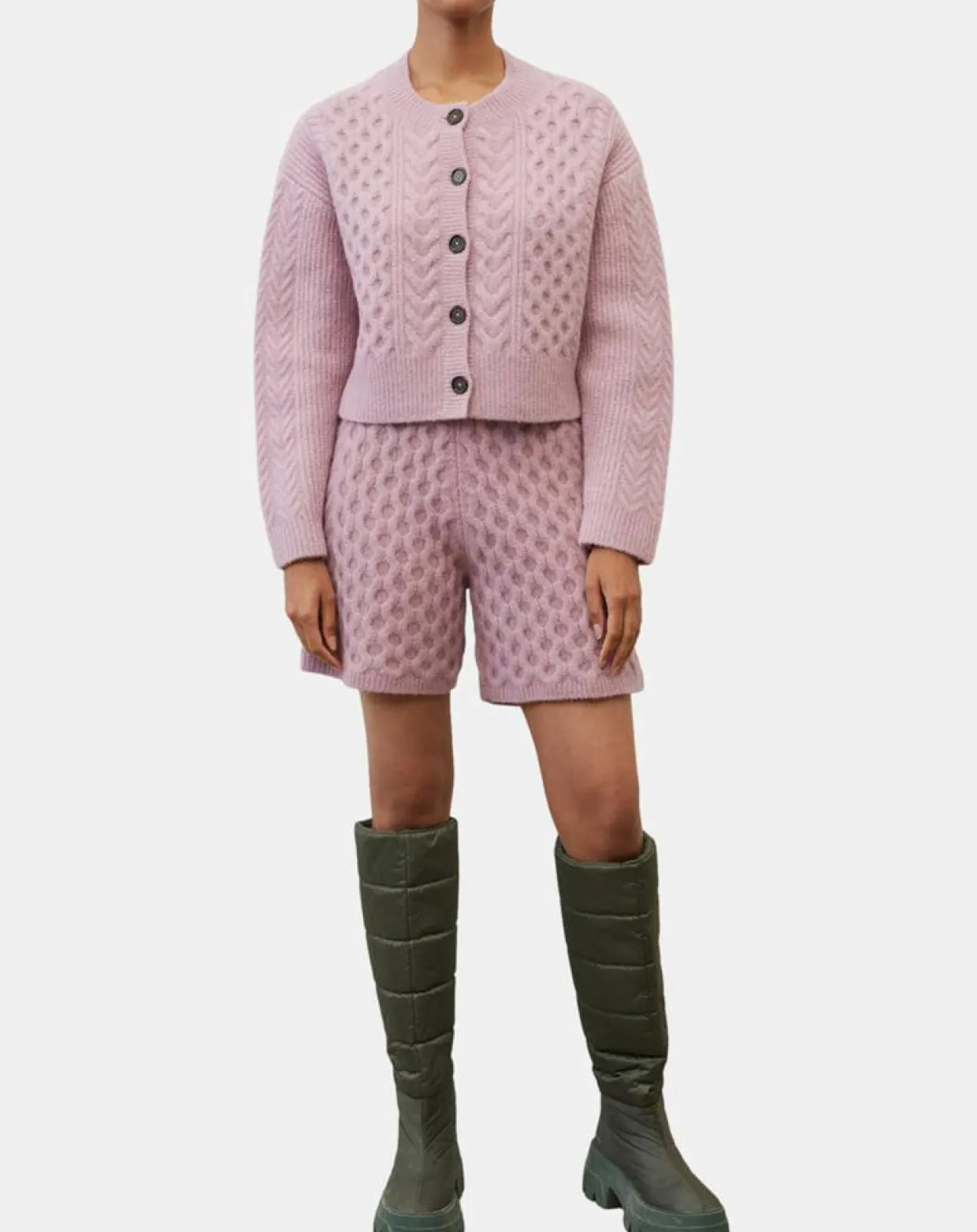 Cardigan en Laine mélangée à torsades rose-Marc O'Polo