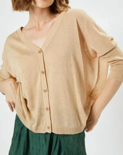 Femme Maison Anje Gilets Et Cardigans^Cardigan en Lin & Coton Letrope latte