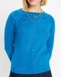 Cardigan en Maille fine Fanny bleu moyen-Galeries Lafayette