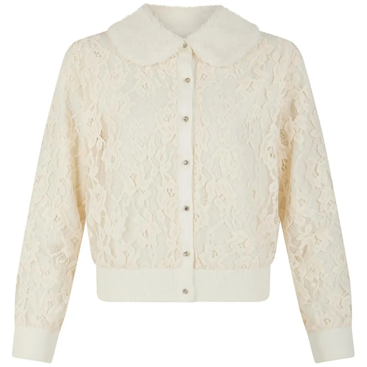Cardigan Maille Dentelle ecru-Manoush Hot