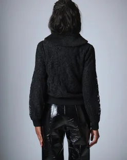 Cardigan Maille Dentelle noir-Manoush Discount