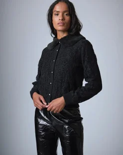 Cardigan Maille Dentelle noir-Manoush Discount