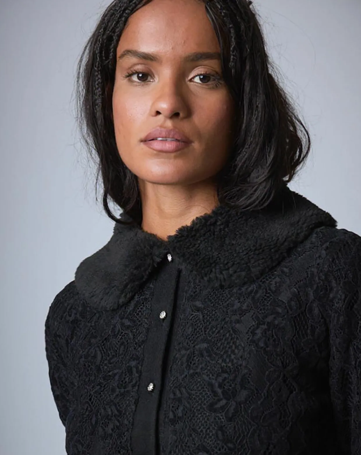 Cardigan Maille Dentelle noir-Manoush Discount