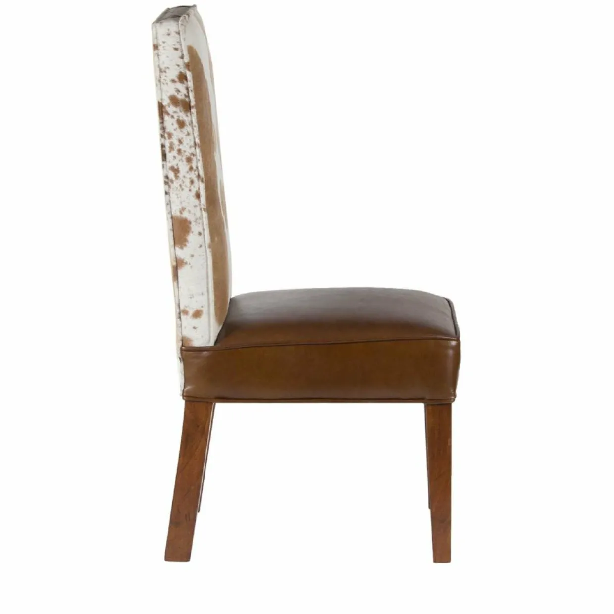 Chaise à haut dossier en peau de vache Acacia Savage Naturel - 46x50x109 cm-Bois & Chiffons Discount