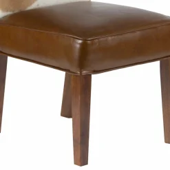 Chaise à haut dossier en peau de vache Acacia Savage Naturel - 46x50x109 cm-Bois & Chiffons Discount