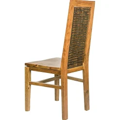 Chaise bois sculpté bicolore acacia maya brun/miel - 45x43x103 cm-Bois & Chiffons Clearance