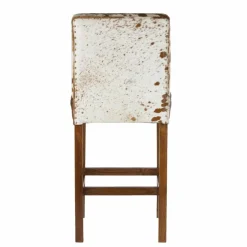 Bois & Chiffons Chaises^Chaise de bar en acacia et peau de vache Acacia Savage Marron - 46x50x114 cm