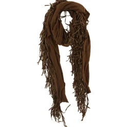 Écharpe avec franges en Cuir camel - 220x92 cm-Hotel Particulier Best