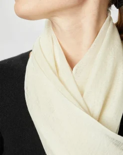 Écharpe en Laine & Soie Voile écrue - 50x180 cm-Petrusse Best