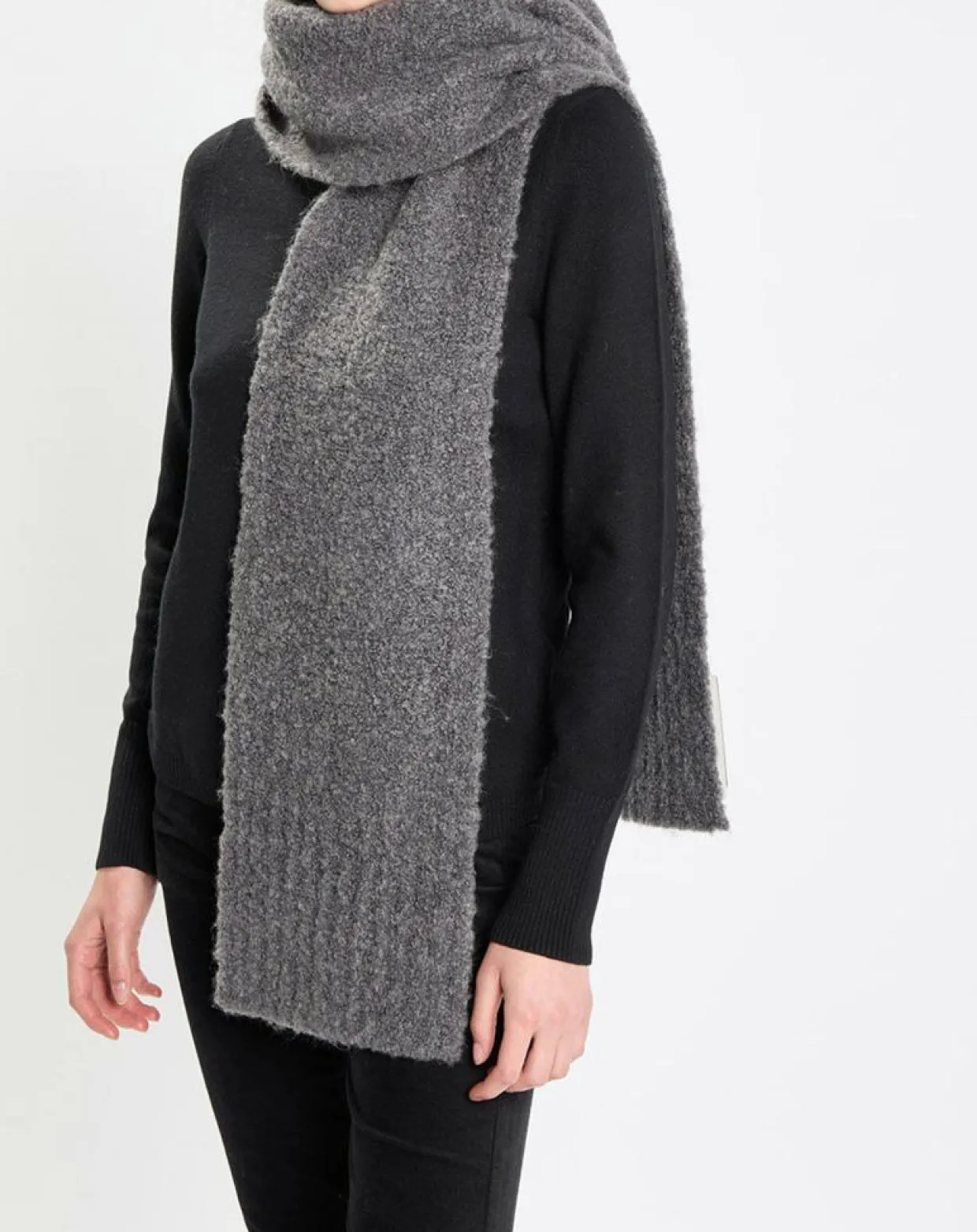 Femme Marc O'Polo Echarpes, Foulards^Écharpe en Laine mélangée et bouclée gris foncé