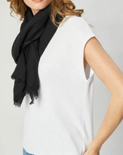 Femme Petrusse Echarpes, Foulards^Écharpe en Lin & Coton Olaf noire - 60x190 cm