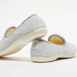Chaussons charentais fourrés en Laine gris clair-Apologie Studio Outlet