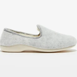 Chaussons charentais fourrés en Laine gris clair-Apologie Studio Outlet