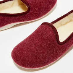 Chaussons charentais fourrés en Laine bordeaux-Apologie Studio