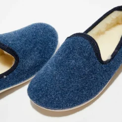 Chaussons charentais fourrés en Laine bleu marine-Apologie Studio Hot