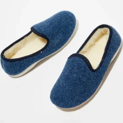 Chaussons charentais fourrés en Laine bleu marine-Apologie Studio Hot
