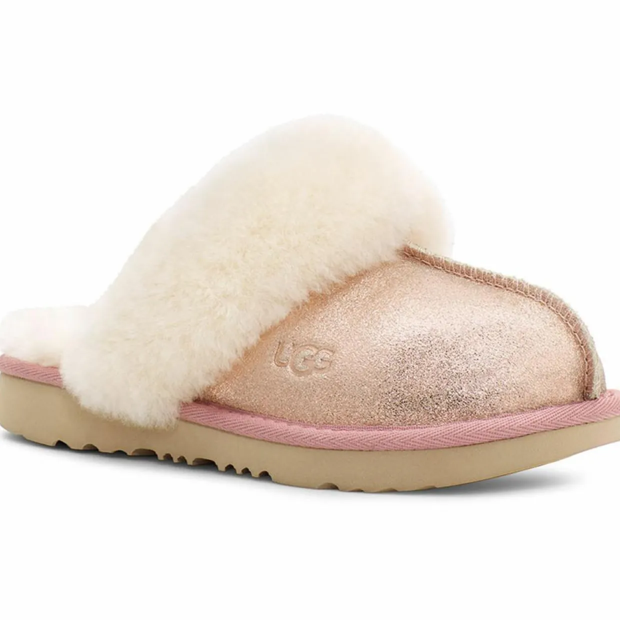 Enfant Ugg Fille^Chaussons een Peau de Moutonmétallisé Cozy Glitter roses