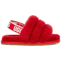 Enfant Ugg Bébé^Chaussons en Peau de Mouton Fluff Yeah rouges