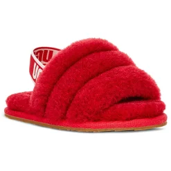Enfant Ugg Bébé^Chaussons en Peau de Mouton Fluff Yeah rouges