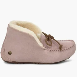 Enfant Ugg Fille^Chaussons fourrés Laine en Velours de Cuir Alena roses