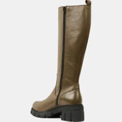 Chelsea Boots en Cuir lisse élastique vert kaki - Talon 6 cm-Galeries Lafayette Clearance