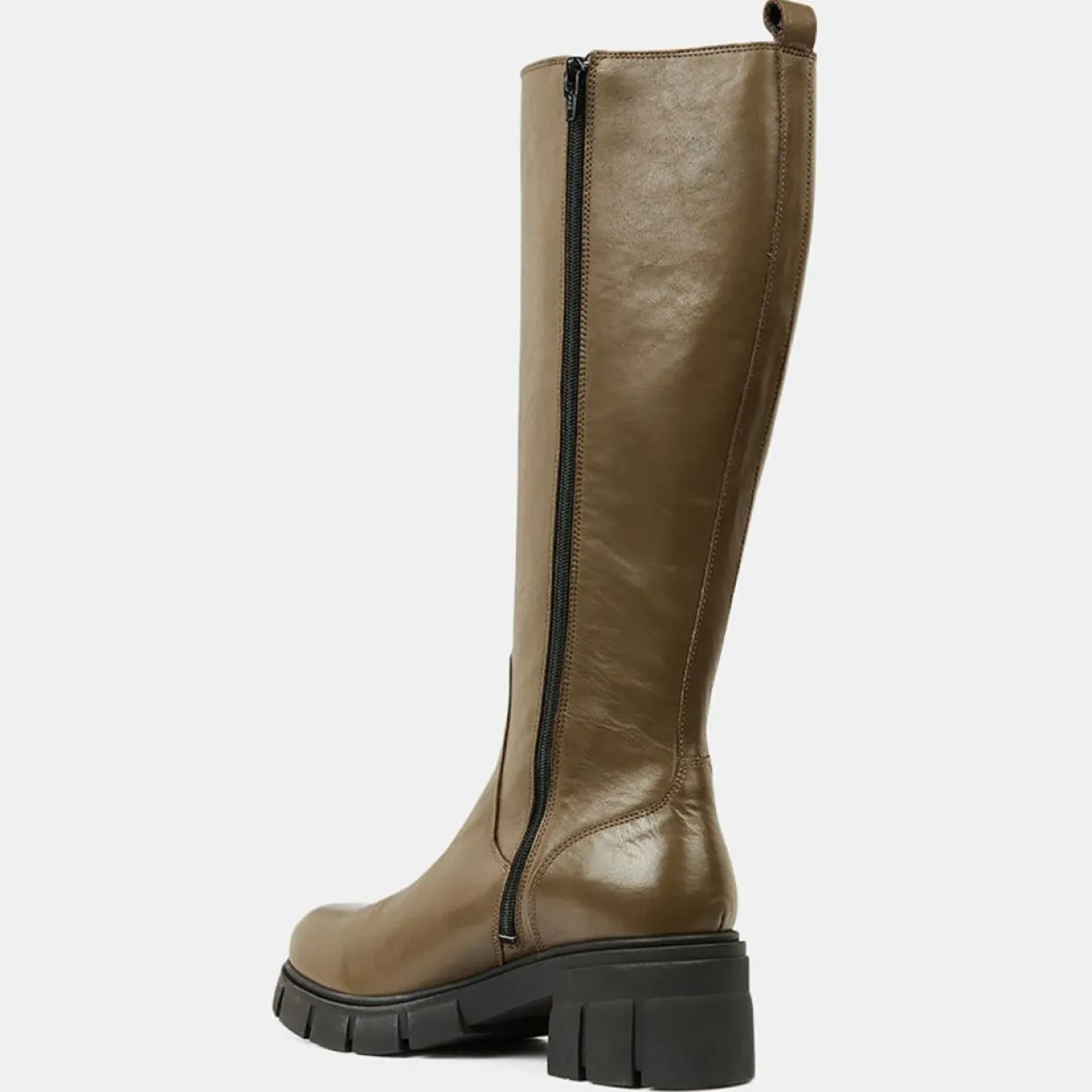 Chelsea Boots en Cuir lisse élastique vert kaki - Talon 6 cm-Galeries Lafayette Clearance