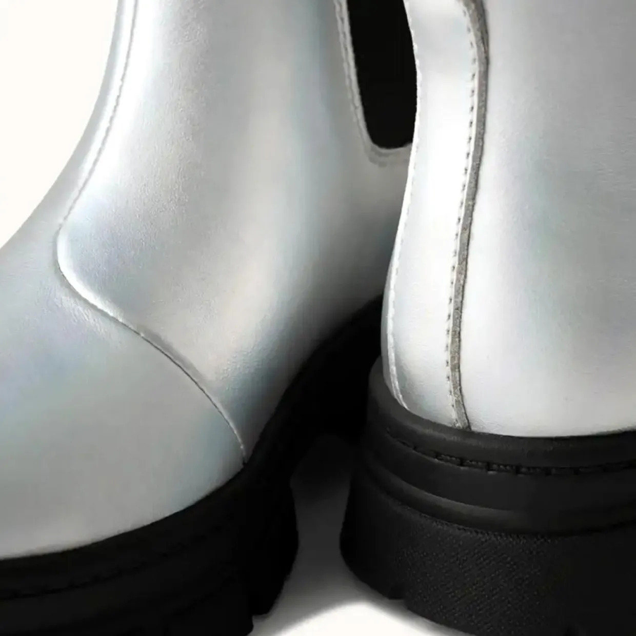 Enfant Ugg Fille^Chelsea Boots en Cuir Ashton Chelsea Shine argentées