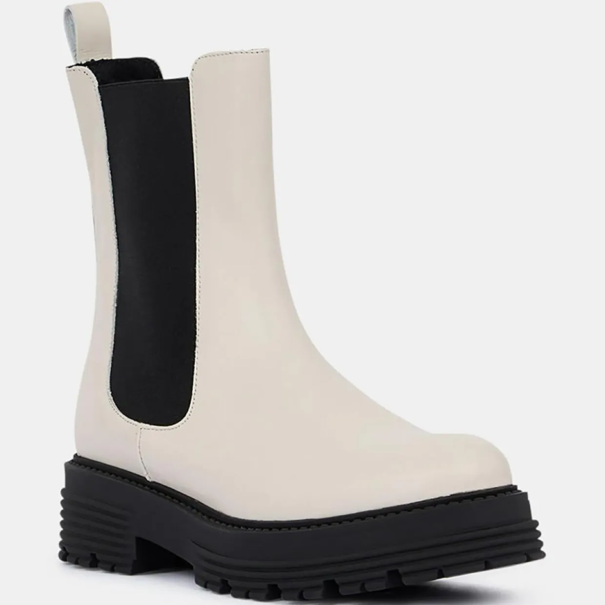 Femme Galeries Lafayette Bottines^Chelsea boots en Cuir beiges - Talon 4 cm