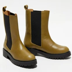 Femme Apologie Bottines^Chelsea Boots en Cuir Carmen kaki