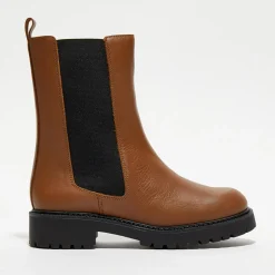 Femme Apologie Bottines^Chelsea Boots en Cuir Carmen camel