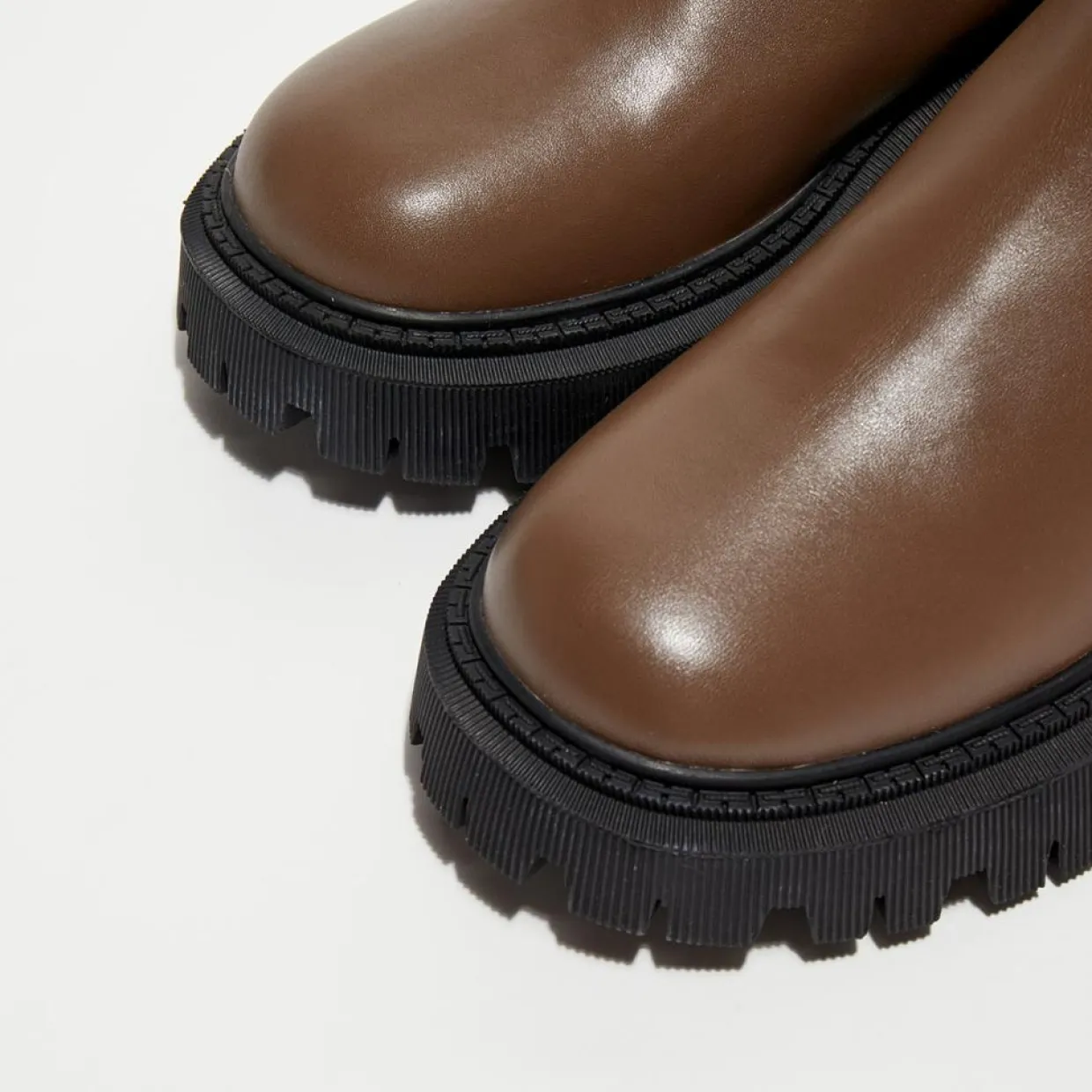 Femme Mi/Mai Bottines^Chelsea Boots en Cuir Chunky marron