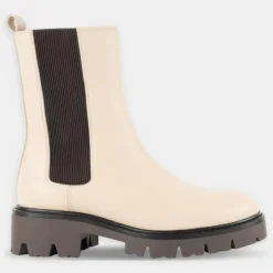 Femme Bobbies Bottines^Chelsea Boots en Cuir écrues