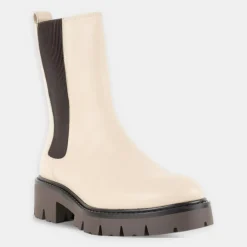 Femme Bobbies Bottines^Chelsea Boots en Cuir écrues