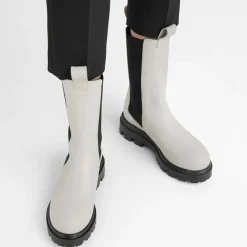 Chelsea boots en Cuir Lia crème-Flattered Hot