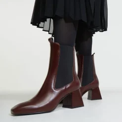 Chelsea Boots en Cuir marron - Talon 7 cm-Galeries Lafayette Online
